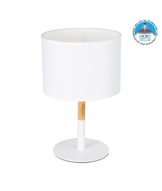 GLOBOSTAR® BRONX 01520 Μοντέρνο Επιτραπέζιο Φωτιστικό Πορτατίφ με Ντουί 1 x E27 AC 220-240V IP20 - Λευκό & Μπεζ - Μ25 x Π25 x Υ40cm